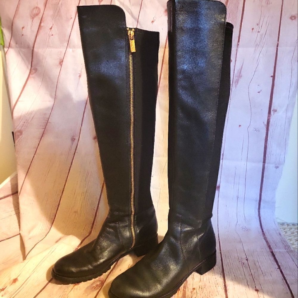 Michael Kors "Ridley" Black Leather/Fabric Over-the-Knee-High Boots Sz. 6.5 $475